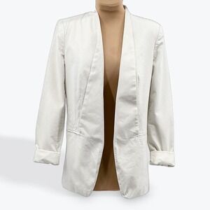 Mossimo Women's White Collarless Open Front‎ Blazer Jacket XS TP